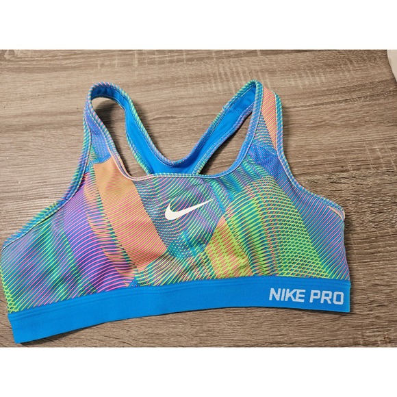 Nike Other - Nike Pro Classic Womens Medium Support Sports Bra Blue Multi Color 743204-435 M